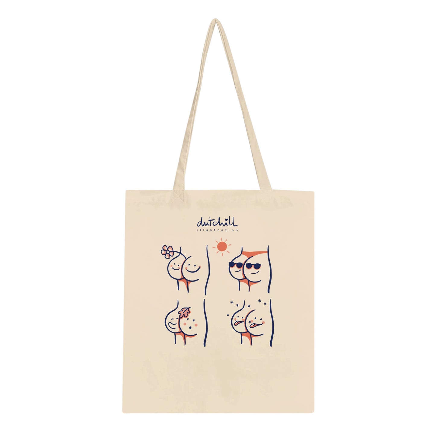 Sac cabas en coton avec une illustration mignonne et drôle de petites fesses