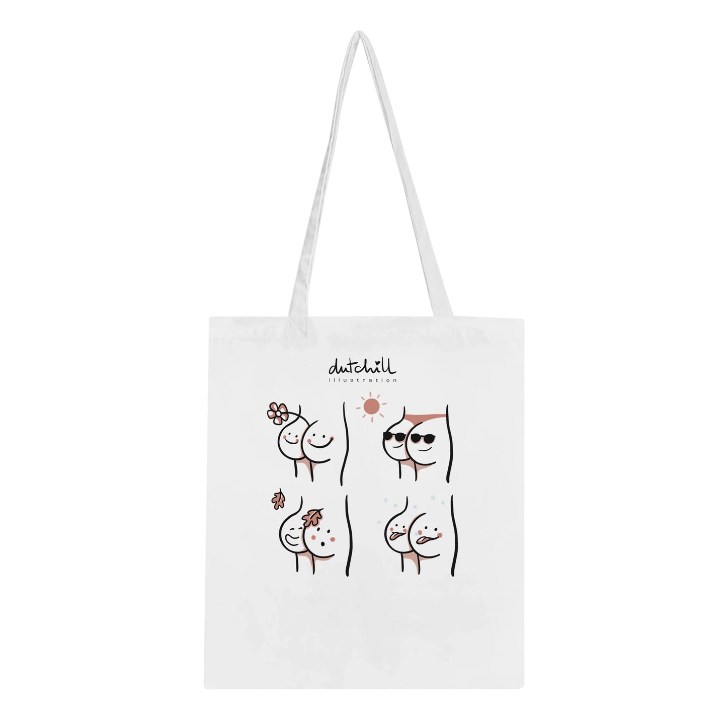 Sac cabas en coton avec une illustration mignonne et drôle de petites fesses