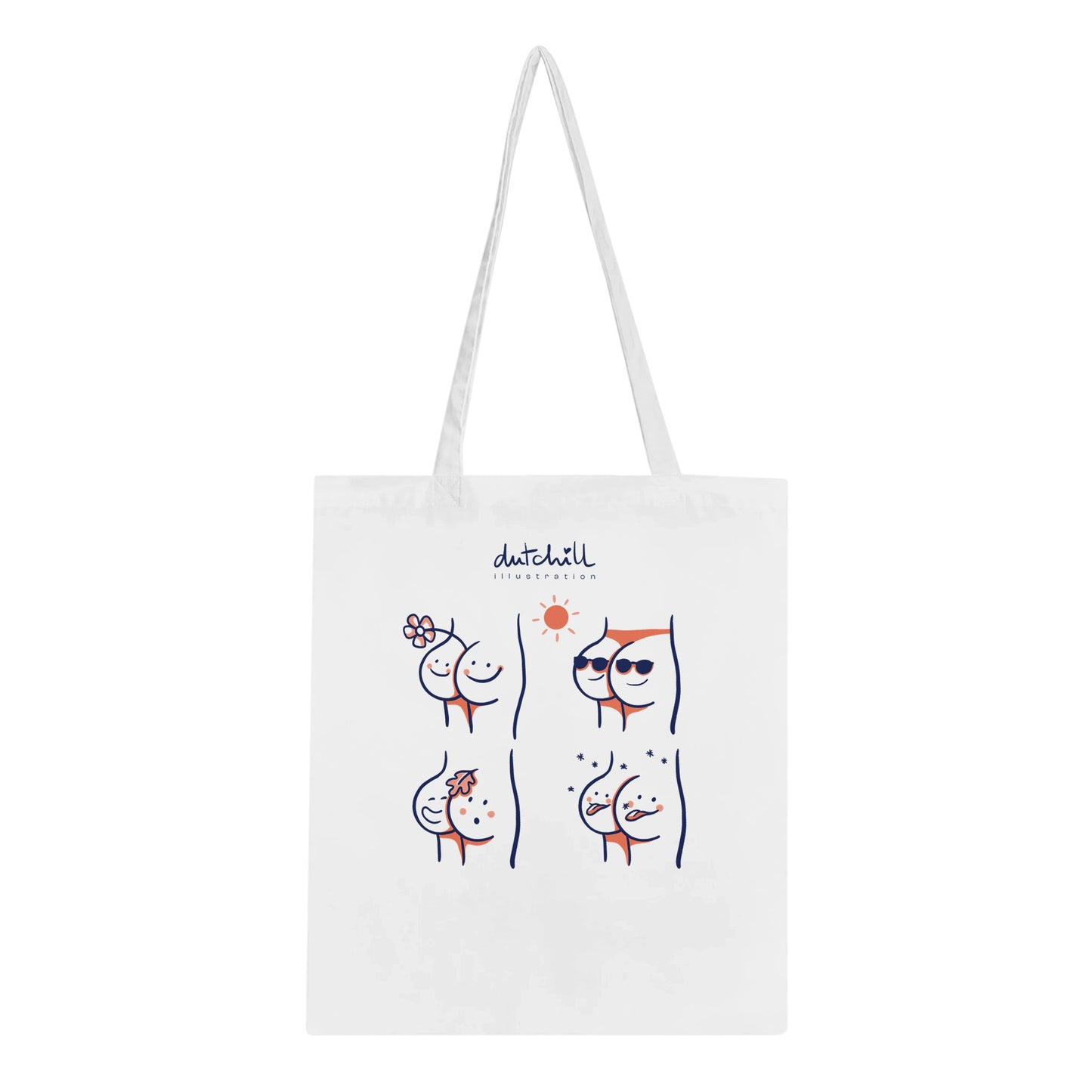 Sac cabas en coton avec une illustration mignonne et drôle de petites fesses
