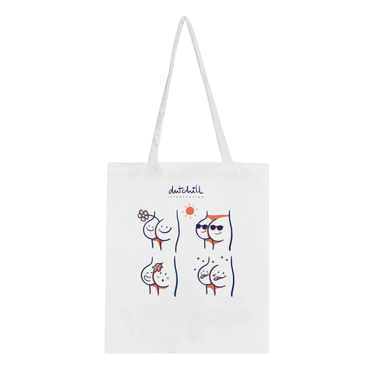 Sac cabas en coton avec une illustration mignonne et drôle de petites fesses